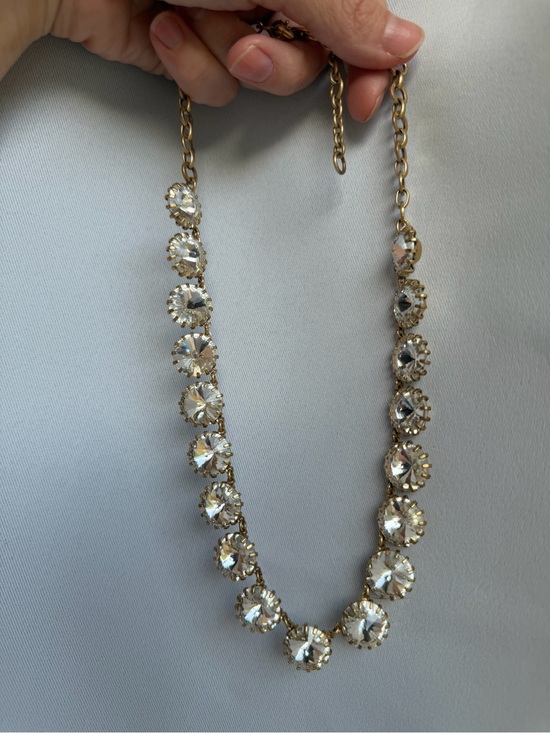 J. Crew Jewelry - J.Crew Gold Tone Oversized Clear Crystal Round Riviere Collar Necklace Statement